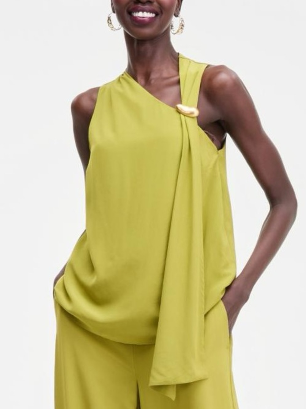 International Concepts Sleeveless Scarf Top vibrant chartreuse